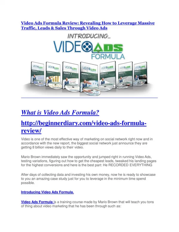 Video Ads Formula review - EXCLUSIVE bonus of Video Ads Formula