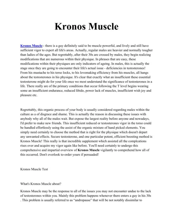 Kronos Muscle - It can be easily added to any regime