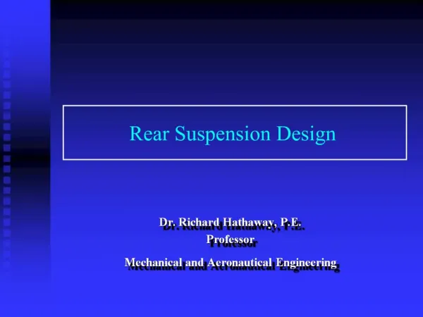 Rear Suspension Design