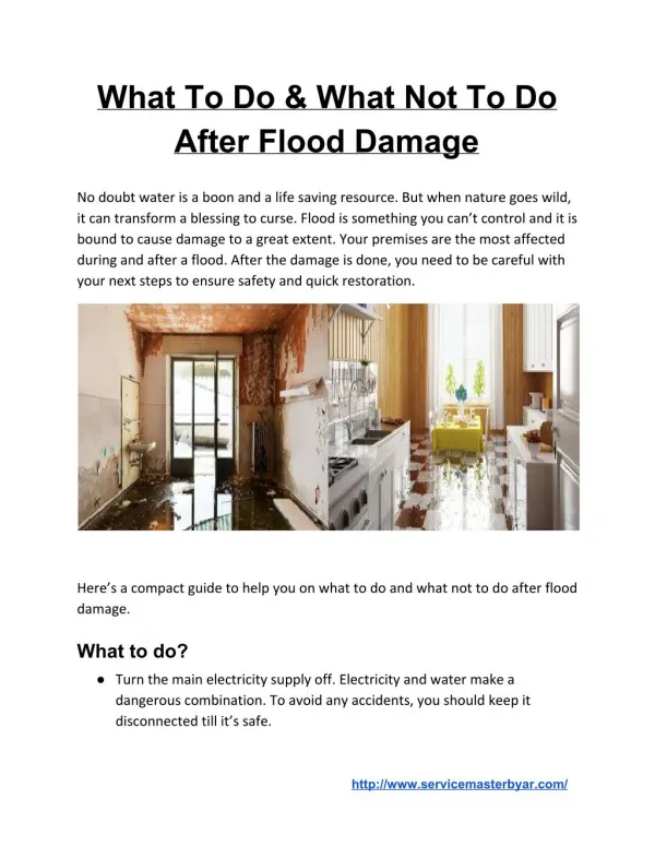 What To Do & What Not To Do After Flood Damage