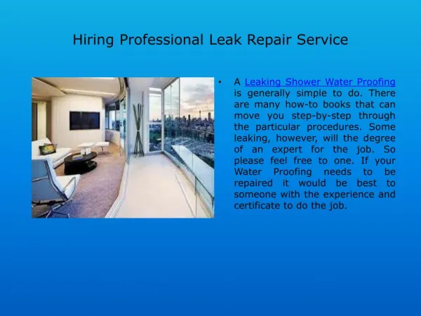 Hiring Professional Leak Repair Service