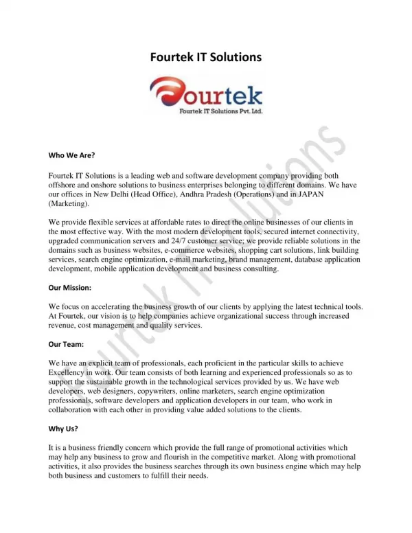 Website Design Services - Fourtek