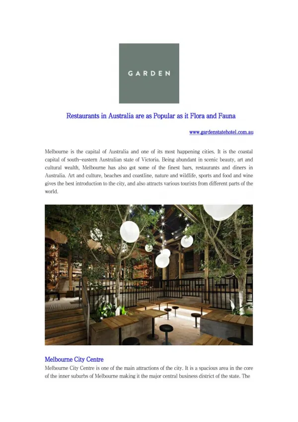 Restaurants in Australia are as Popular as it Flora and Fauna