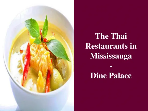 The Thai Restaurants in Mississauga- Dine Palace