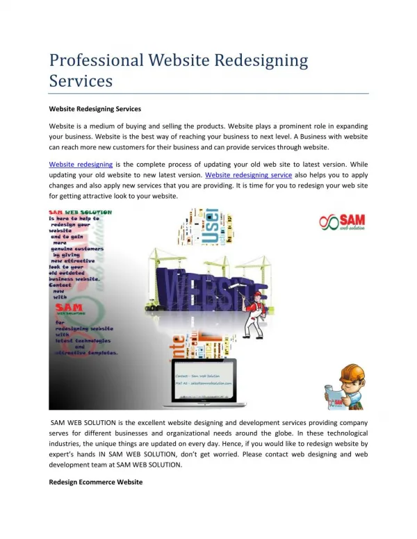 Professional Website Redesigning Services