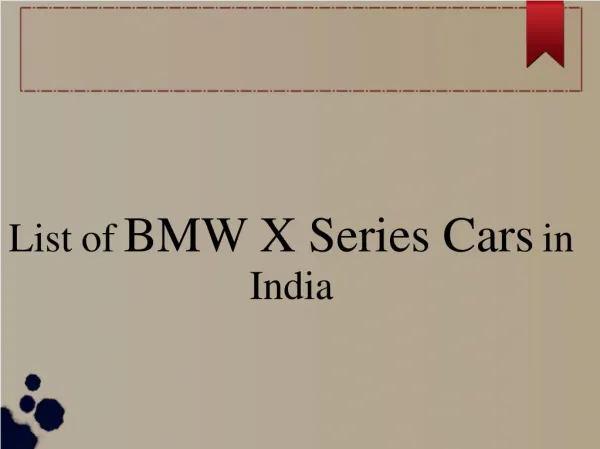 Find the List of BMW X Series Cars in India