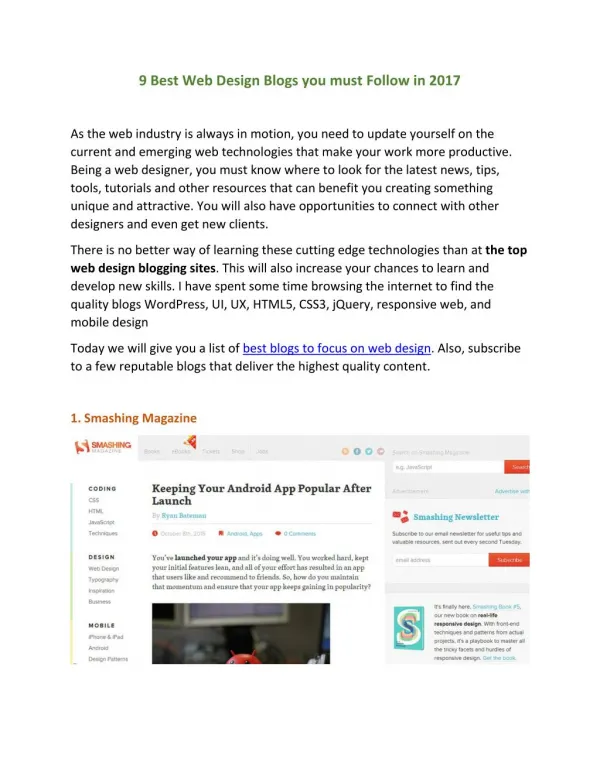?9 Best Web Design Blogs to Follow in 2017