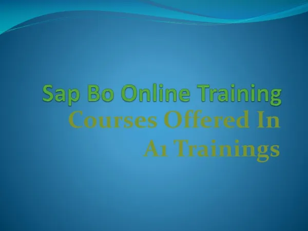 Sap bo online training - course content