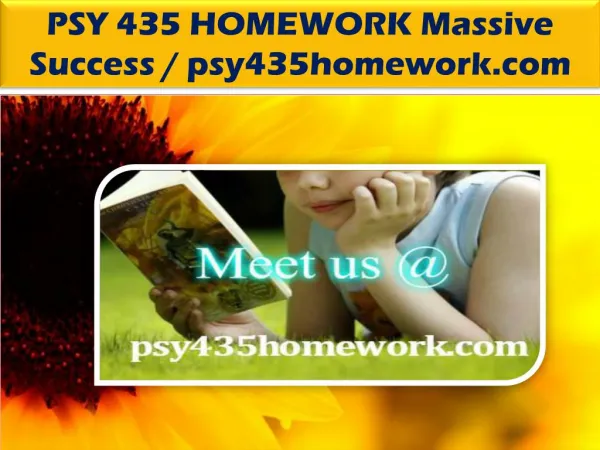 PSY 435 HOMEWORK Massive Success / psy435homework.com