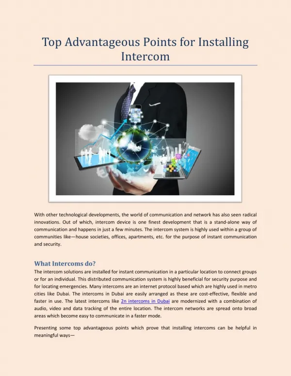 Top Advantageous Points for Installing Intercom