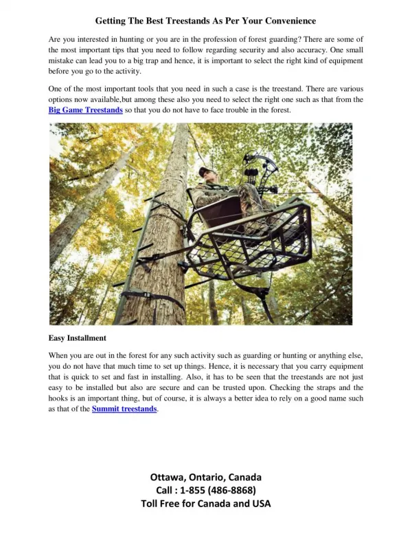 Treestands As Per Your Convenience | True North Treestands