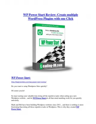WP Power Start review and (Free) $21,400 Bonus & Discount
