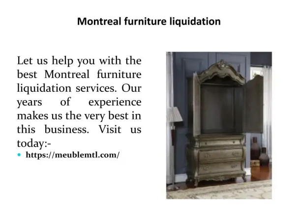 Montreal furniture liquidation