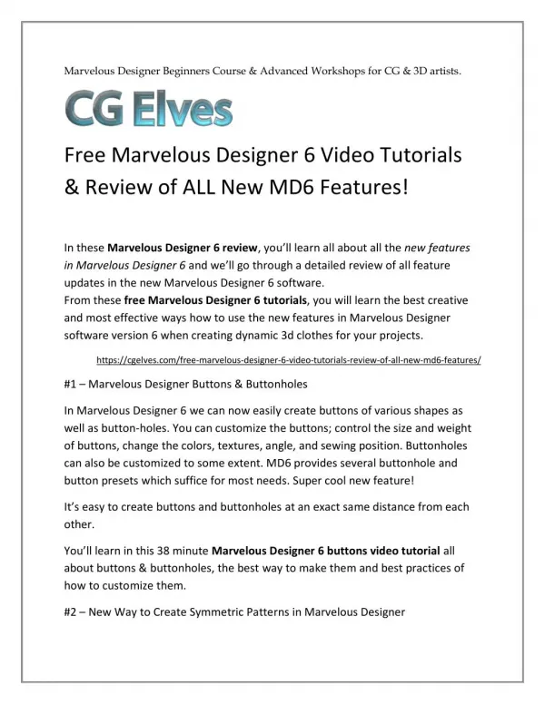 Marvelous Designer 6 Tutorial & New Features Review