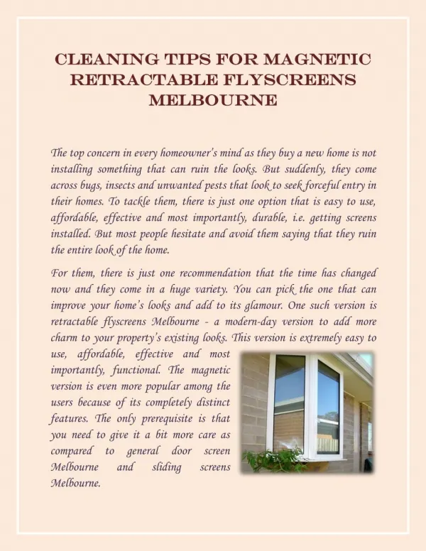 Tips for Magnetic Retractable Flyscreens Melbourne