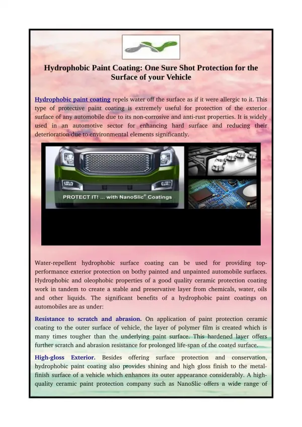 Hydrophobic Paint Coating: One Sure Shot Protection for the Surface of your Vehicle