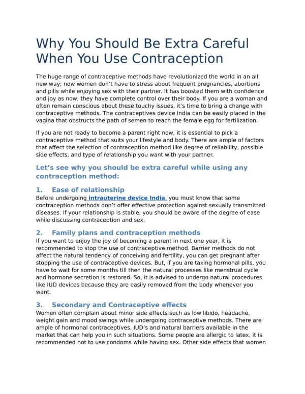 Why You Should Be Extra Careful When You Use Contraception