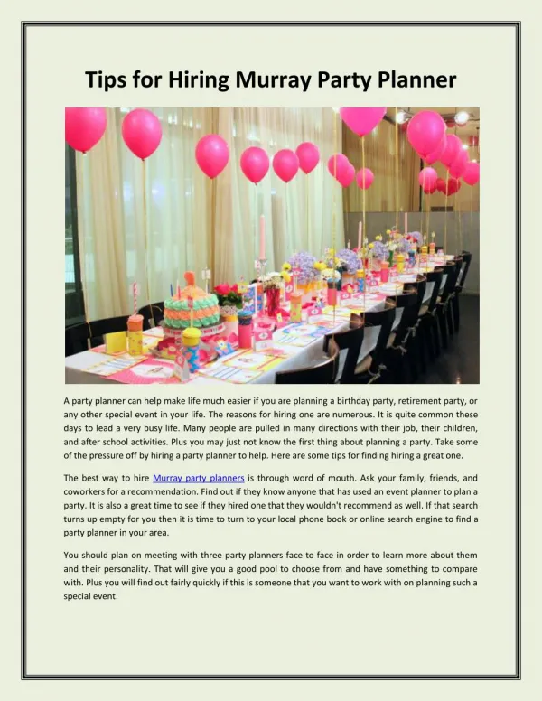 Murray Party Planners