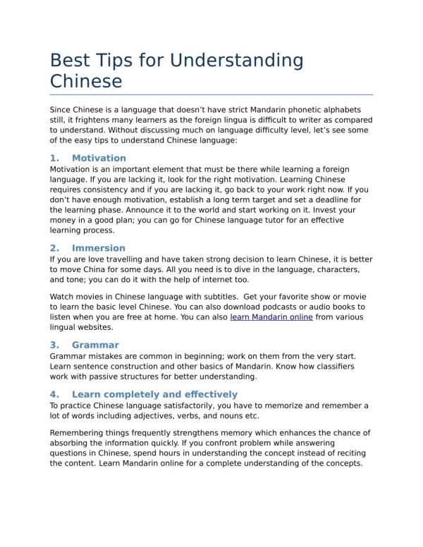 Best Tips for Understanding Chinese