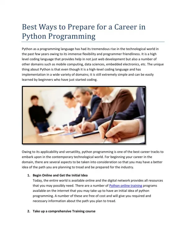 Best Ways to Prepare for a Career in Python Programming