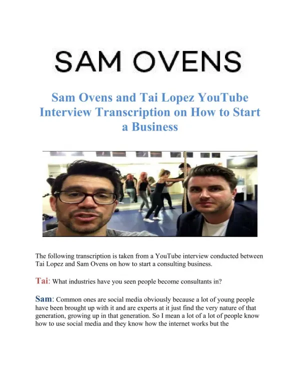 Sam Ovens Tai Lopez Interview