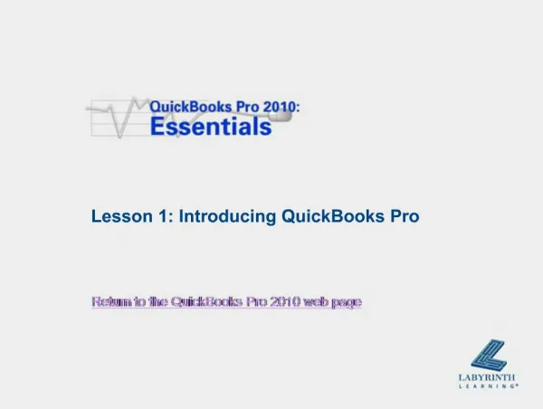 Lesson 1: Introducing QuickBooks Pro