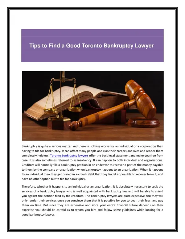 Toronto bankruptcy lawyers