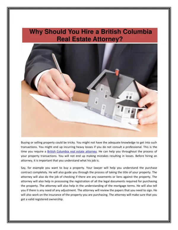 British Columbia Real Estate Attorney