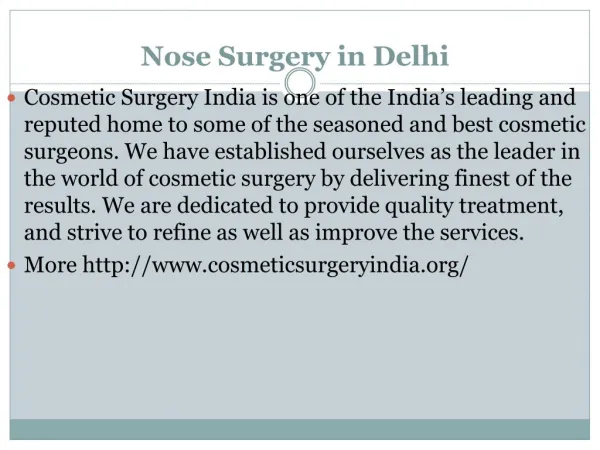 Nose Surgery in Delhi|Cosmetic Surgery India