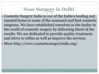 Nose Surgery in Delhi|Cosmetic Surgery India - slide 1