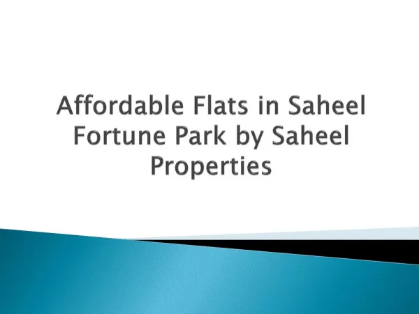1 BHK Apartments in Moshi at Saheel Fortune Park