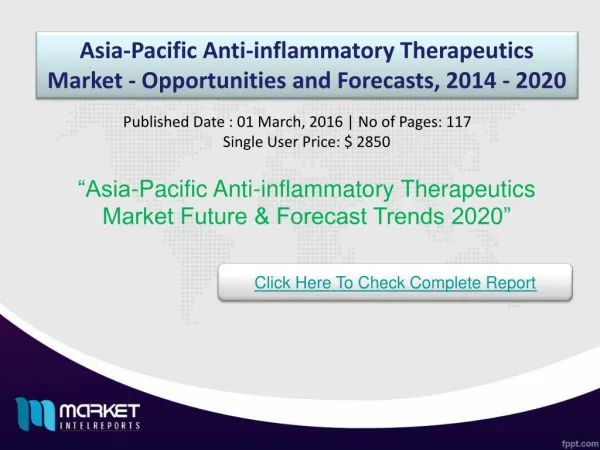 Asia-Pacific Anti-inflammatory Therapeutics Market Share & Size 2020
