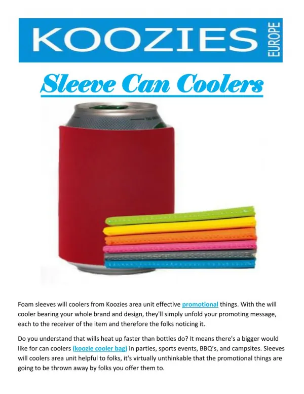 Sleeve Can Coolers