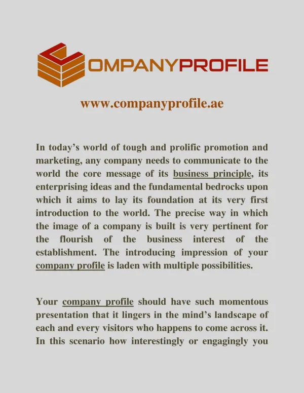 Company Profile Writing Services in Dubai, UAE