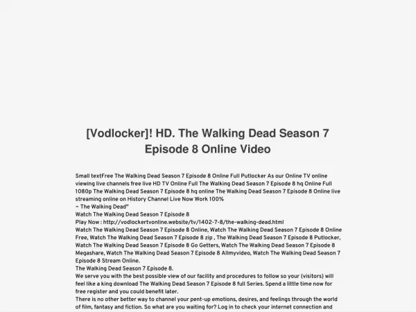 [Vodlocker]! HD. The Walking Dead Season 7 Episode 8 Online Video