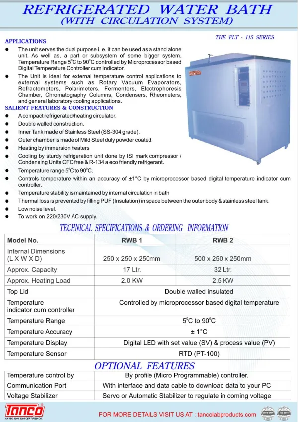 Refrigerated Water Bath | Manufacturer | Tanco India