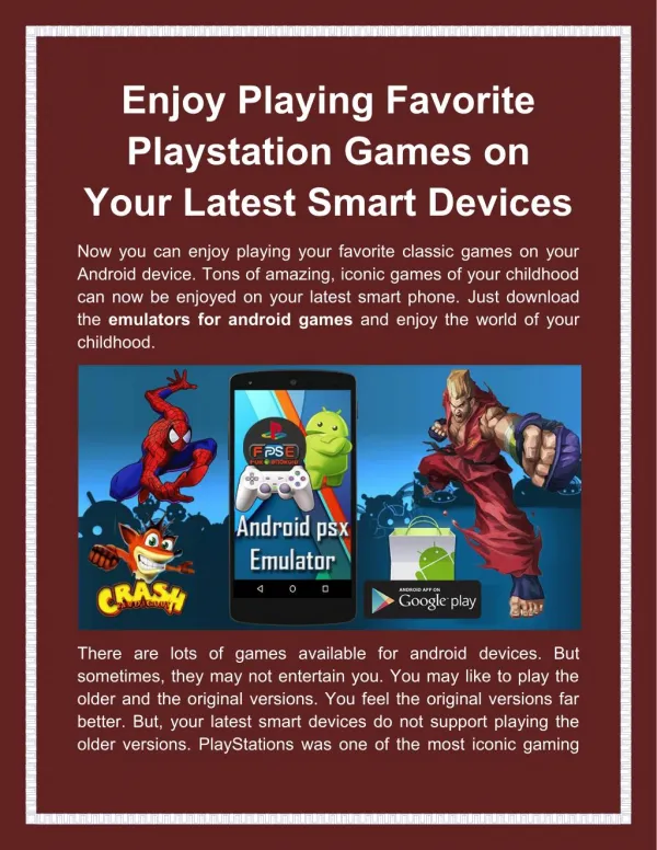 Enjoy Playing Favorite Playstation Games on Your Latest Smart Devices