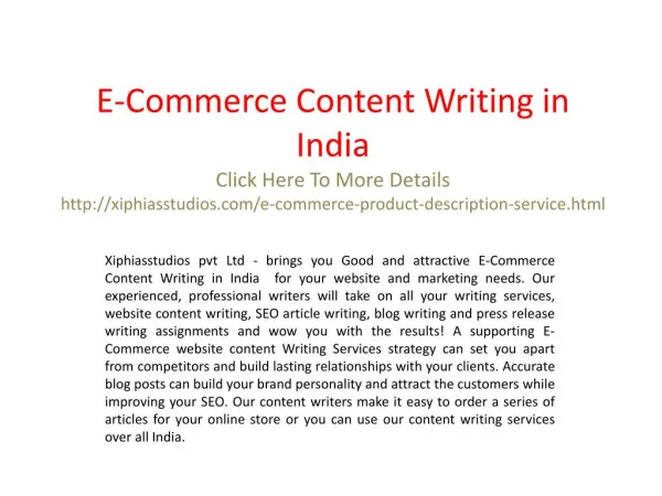 E-Commerce Content Writing in India