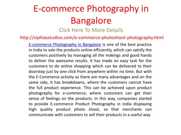E-commerce Photography in Bangalore