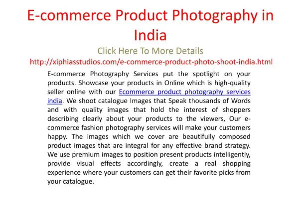 E-commerce Product Photography in India