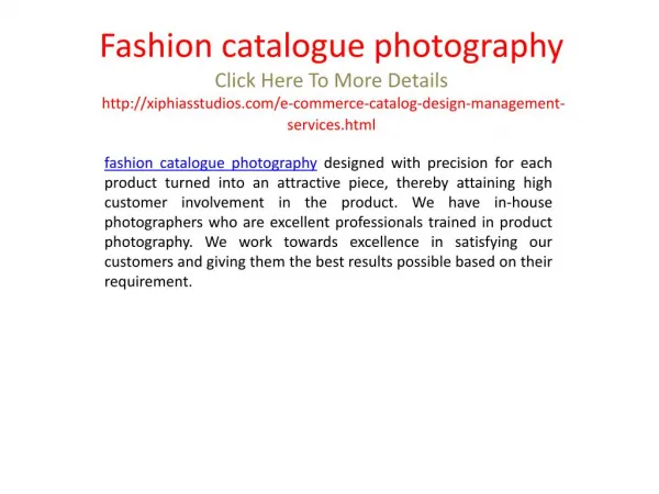 Fashion catalogue photography