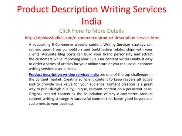Product Description Writing Services India