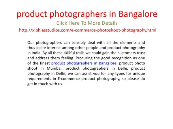 product photographers in Bangalore