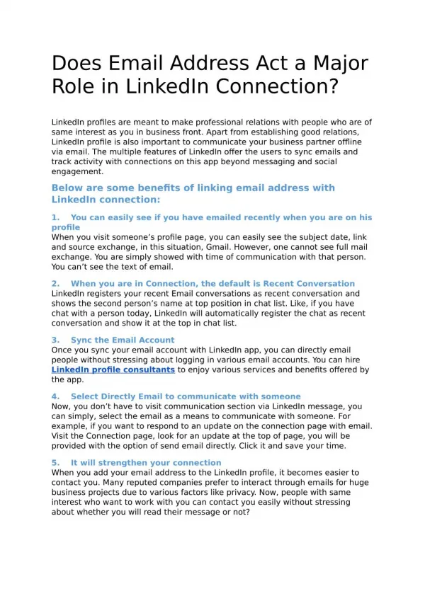 Does Email Address Act a Major Role in LinkedIn Connection?