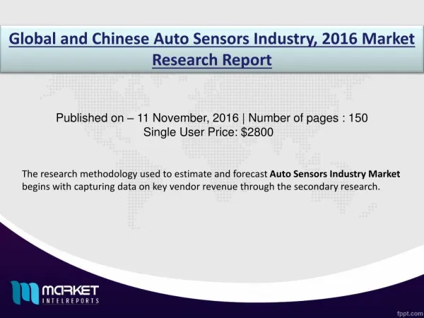 Auto Sensors Market: Auto Sensors to witness fast growth in Asia Pacific in terms of sales in future