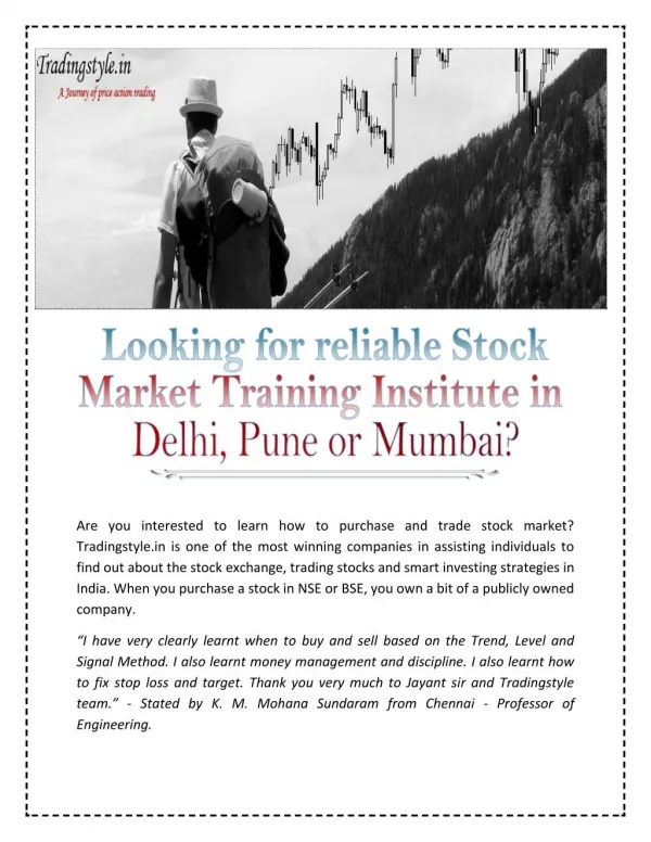 Stock Market Training Institute in Pune