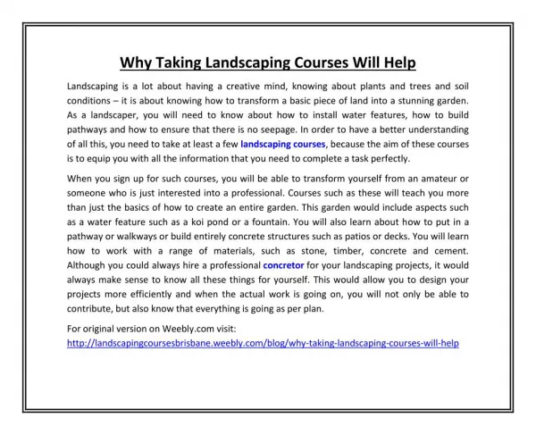 Why Taking Landscaping Courses Will Help