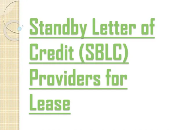 The Hanson Group Of Companies: SBLC Providers For Lease
