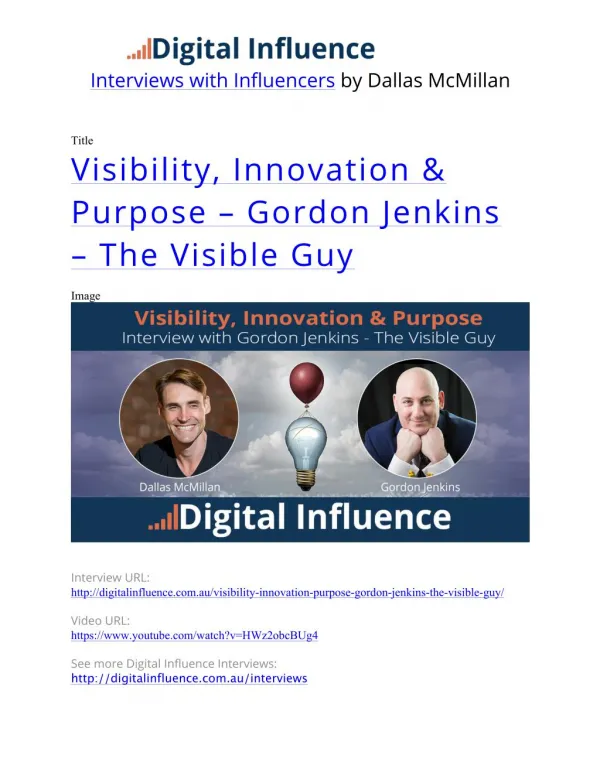 Visibility__Innovation___Purpose__Gordon_Jenkins__the_Visible_Guy