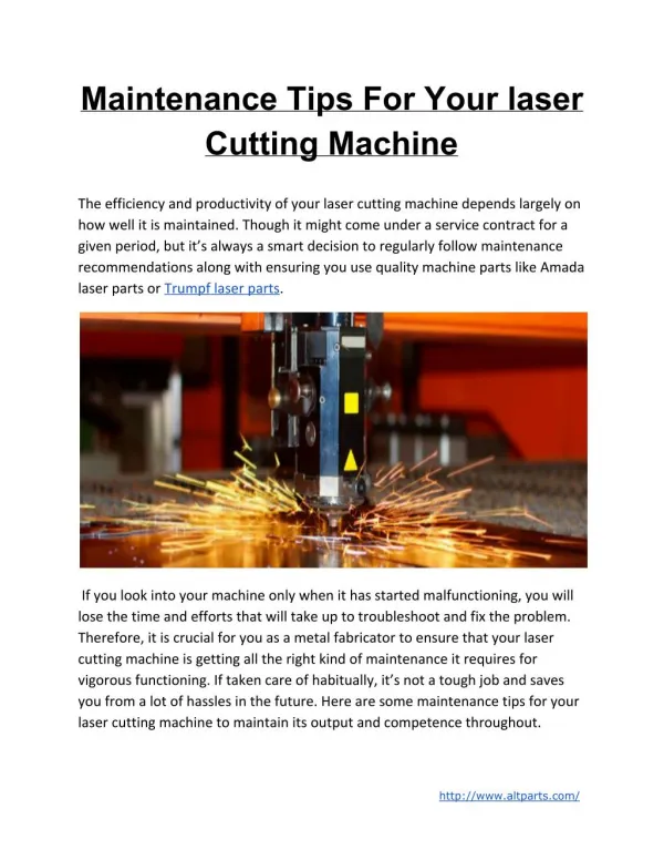 Maintenance Tips For Your Laser Cutting Machine